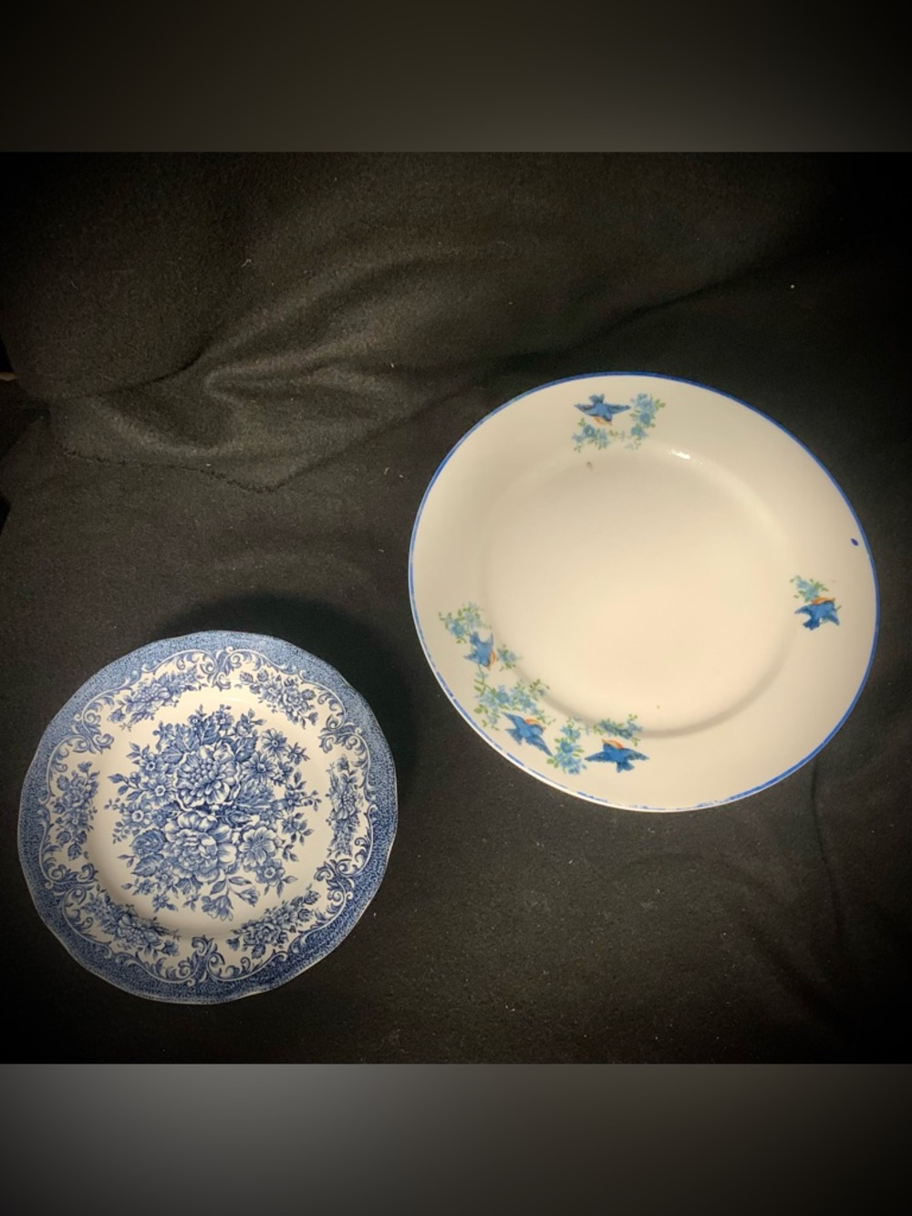 (2) Vintage Blue & White Decorative Plates Bundle – Royal Staffordshire Japan